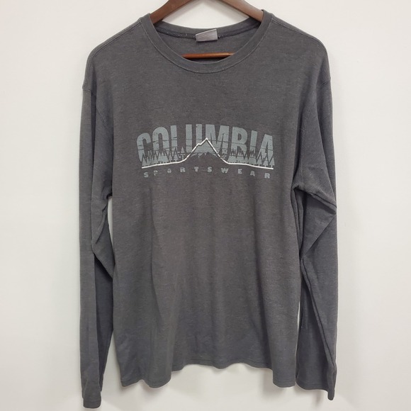 Columbia Other - Columbia Mens Long Sleeve Waffle Knit Thermal Graphic T Shirt Size M Gray Preppy